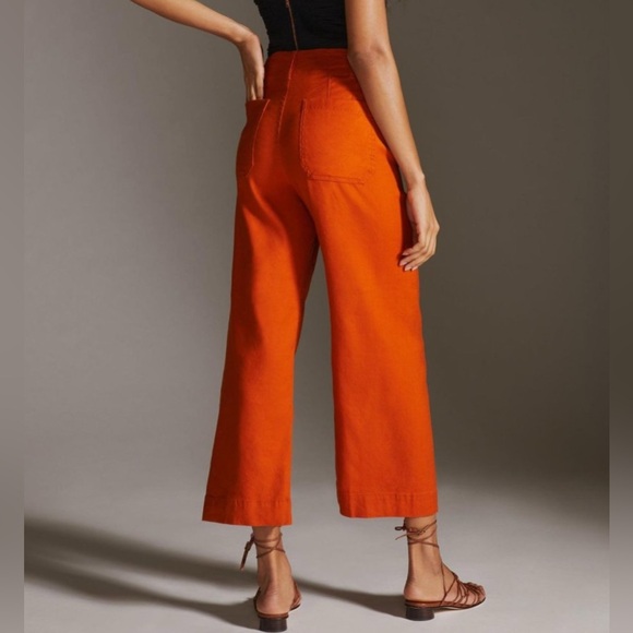 10 TALL Anthropologie Maeve The Colette Cropped Linen Wide-Leg Pants 10 tall - Picture 2 of 11